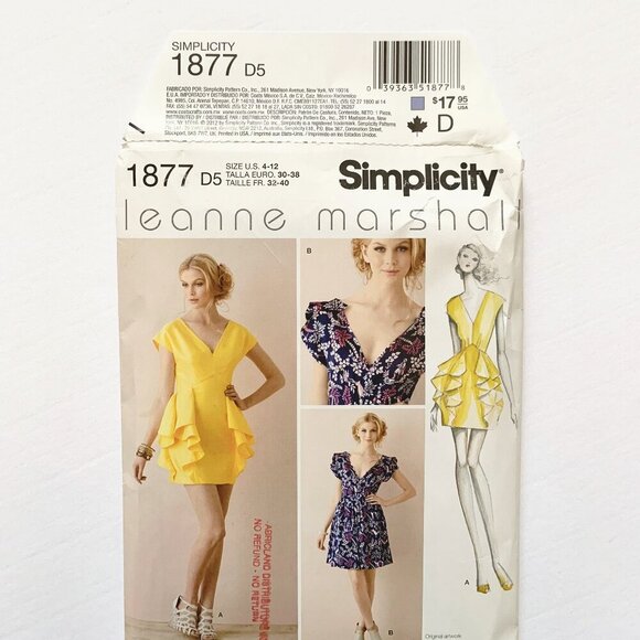 Simplicity Leanne Marshall Dress Sewing Pattern 1877 Size D5 4-12 Uncut - Picture 3 of 4